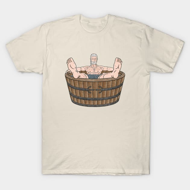 Geralt of Rivia Bathtub Scene | Medieval marginalia inspired by The Witcher T-Shirt by MahakamWorkshop